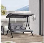 Outsunny Hollywoodschaukel Gartenschaukelmit mit Sonnendach, 3-Sitzer, Verstellbares
