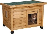 Kerbl Tierhaus Kerbl Katzenhaus Rustica aus Holz, Schwingt&uuml;re mit Lamellen
