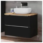 Lomadox Waschtisch TOSKANA-BLACK-56, mit Keramik-Aufsatzwaschbecken anthrazit &...