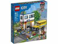 LEGO® Konstruktionsspielsteine LEGO® City 60329 Schule mit Schulbus, (433 St)