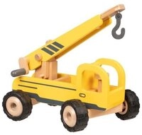 goki Spielzeug-Kran Kranwagen, 28,5 x 16,7 x 15,1 cm Holz Kranauto Baufahrzeug