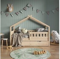 VitaliSpa&reg; Hausbett Design, Naturholz, 80x160 cm mit G&auml;stebett (1-tlg)