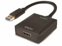 LogiLink USB-A Stecker auf HDMI-A Buchse USB-Adapter, 10 cm, 1080p, Schwarz
