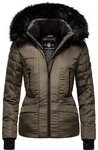 Navahoo Steppjacke Adele hochwertige Winterjacke mit edler Kunstfell- Kapuze grau S