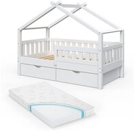 VitaliSpa&reg; Hausbett Design, Wei&szlig;, 80x160 cm mit 2 Schubladen und Matratze (2-tlg)