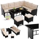 Juskys Gartenlounge-Set Manacor, (Gartenlounge), Polyrattan Gartenm&ouml;bel-Set mit