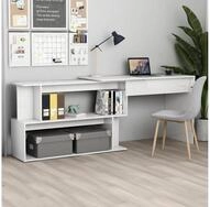 vidaXL Schreibtisch vidaXL Eckschreibtisch Hochglanz-Wei&szlig; 200x50x76 cm Holzwerkstoff