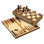 Philos Spiel, Schach-Backgammon-Dame-Set - Feld 40 mm