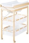roba&reg; Bade- und Wickelkombination Baby Pool, klappbarer Tisch mit Wanne, Holz natur,