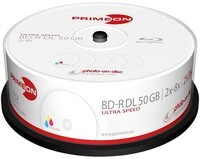 PRIMEON Blu-ray-Rohling BD-R DL 50GB/2-8x Cakebox (25 Disc 2761319, Bedruckbar