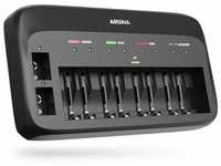 ABSINA X10 Akkuladegerät für AA, AAA & 9V - Batterieladegerät für NiMH Akkus