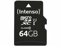 Intenso 64GB MicroSDXC Speicherkarte (10 und U1, 90,00 MB/s Lesegeschwindigkeit,