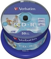 Verbatim CD-Rohling 50 Verbatim Rohlinge CD-R full printable 80Min 700MB 52x...