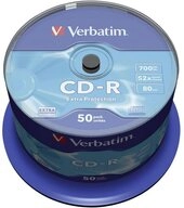 Verbatim CD-Rohling 50 Verbatim Rohlinge CD-R Extra Protection 80Min 700MB 52x