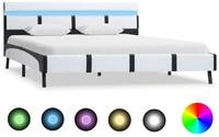 vidaXL Bett Bettgestell mit LED Wei&szlig; Kunstleder 120x200 cm