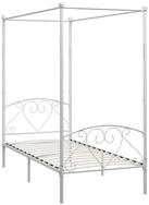 vidaXL Himmelbett, Baldachin Bett-Gestell Wei&szlig; Metall 90 x 200 cm