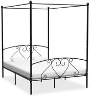 vidaXL Bett, Himmelbett-Gestell Schwarz Metall 140 x 200 cm