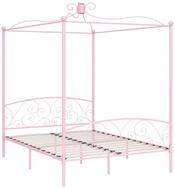 vidaXL Himmelbett, Baldachin Bett-Gestell Rosa Metall 160 x 200 cm
