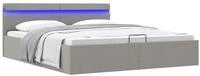 vidaXL Bett, Bett mit Bettkasten Hydraulisch LED Hellgrau Stoff 160x200 cm