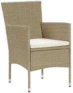 vidaXL Gartenstuhl, Garten-Essst&uuml;hle 2 Stk. Poly Rattan Beige