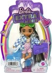 Mattel GmbH Anziehpuppe Mattel - Barbie Extra Mini Puppe in blau-wei&szlig; karrierter