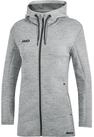 Jako Trainingsjacke Kapuzenjacke Premium Basics (Double-Tech-Knit) hellgrau Damen