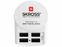 SKROSS Reisestecker Euro USB Charger - 4x USB-A" Weiß Reiseadapter, für...