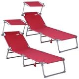 Casaria Gartenliege Hawaii, 2 St., 2er Set Sonnenliege Klappbar mit Dach Liegestuhl