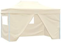 vidaXL Partyzelt Profi-Partyzelt Faltbar mit 4 Seitenw&auml;nden 3&times;4m Stahl Creme