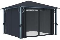 vidaXL Pavillon, Partyzelt mit Vorh&auml;ngen 300&times;300 cm Anthrazit Aluminium