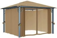 vidaXL Pavillon, Partyzelt mit Vorhang 300x300 cm Taupe Aluminium
