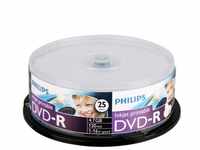 Philips DVD-Rohling DVD-R 4,7 GB Philips 16x Speed fullprintable in Cakebox 25...