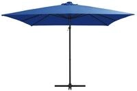 vidaXL Ampelschirm, Sonnenschirm mit LED-Leuchten und Stahlmast 250x250cm Azurblau