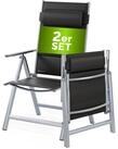 Casaria Gartenstuhl Bern Premium (2 St), Lehne 8-Fach Verstellbar Alu Gepolstert