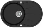 vidaXL Granitsp&uuml;le, Einbausp&uuml;le Einzelbecken Oval Schwarz