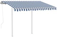 vidaXL Markise Markise Automatisch Einziehbar mit Pfosten 3x2,5 m Blau Wei&szlig;...