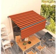vidaXL Markise Markise Automatisch Einziehbar mit Volant 3,5x2,5m Orange Braun