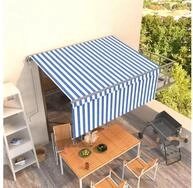 vidaXL Markise Markise Automatisch Einziehbar mit Volant 3,5x2,5 m Blau & Wei&szlig;