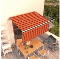 vidaXL Markise Markise Automatisch Einziehbar mit Volant 3,5x2,5m Orange Braun