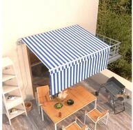 vidaXL Markise Markise Automatisch Einziehbar mit Volant 3,5x2,5 m Blau & Wei&szlig;