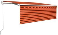 vidaXL Markise Sonnenschutz Automatisch Einziehbar mit Volant 4x3m Orange und...