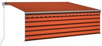 vidaXL Markise Sonnenschutz Automatisch mit Rollo LED Windsensor 4x3 m Orange Braun