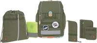 L&Auml;SSIG Schulranzen Unique, Boxy, Olive (Set, 7-tlg), PETA-approved vegan, aus