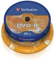 Verbatim DVD-Rohling 25 Verbatim Rohlinge DVD-R 4,7GB 16x Spindel