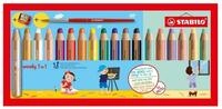 STABILO Buntstift STABILO woody 3 in 1 Buntstift - 10 mm - 18er Set - 6x Pastel...