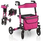 Juskys Rollator Vital, klappbar, mit Sitz, Einkaufstasche und Gehstockhalterung