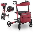 Juskys Rollator Vital, klappbar, mit Sitz, Einkaufstasche und Gehstockhalterung