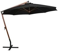 vidaXL Ampelschirm, Sonnenschirm mit Mast Schwarz 3,5x2,9 m Massivholz Tanne