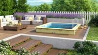 Karibu Rechteckpool Massivholzpool kdi Schwimmbecken Gartenpool, Massivholz,
