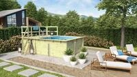 Karibu Rechteckpool Massivholzpool kdi Schwimmbecken Gartenpool, Massivholz,